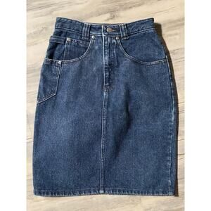 VTG Calvin Klein 80's Denim Jean Skirt Size 5 Made In USA Knee Length